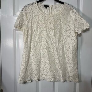 Talbots Cream Floral Lace Blouse